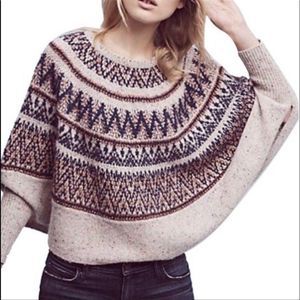 Anthropologie Sleeping on Snow Midland Fair isles Poncho XS/S